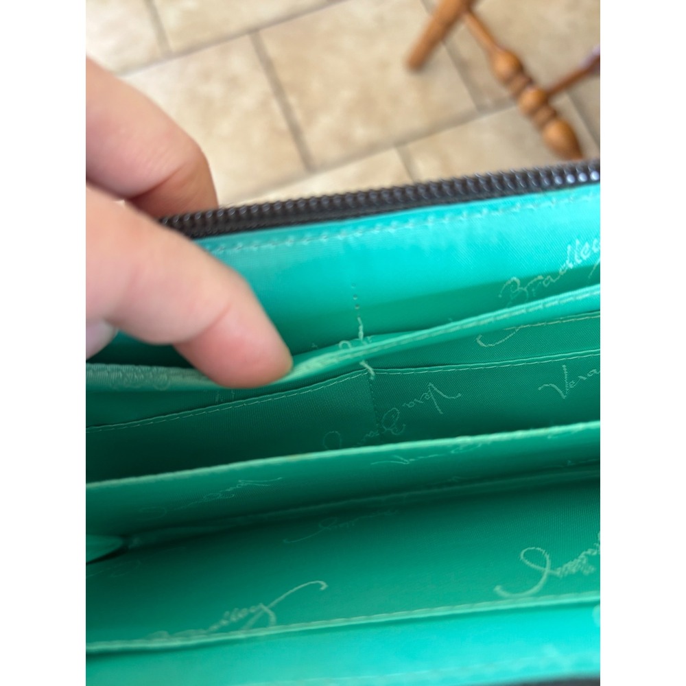 Vera Bradley Turnlock Wallet Night and Day Teal Brown Quilted Cotton Retired - Picture 6 of 6